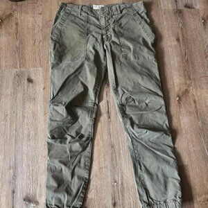 Nili Lotan Cropped Military Pants Army Green Khaki cotton cargo joggers sz 4